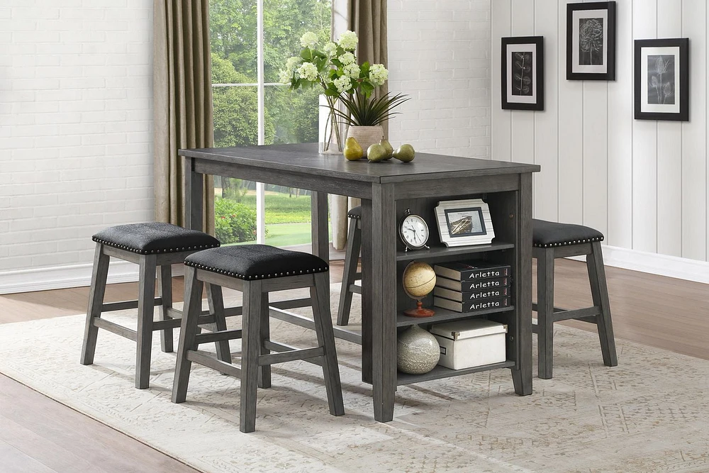 Topline Home Furnishings Grey Finished Dining Table