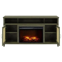 Tahoe 60 in. Infrared Media Electric Fireplace Grey Finish with wicker doors