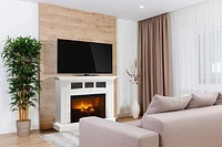 Ryerson 52 inch White with Marble Surround Infrared Electric Fireplace Entertainment Center