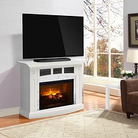 Ryerson 52 inch White with Marble Surround Infrared Electric Fireplace Entertainment Center