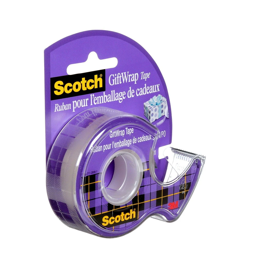 Scotch® GiftWrap Tape, 15-C, 3/4 in x 18 yd (19 mm x 16.5 m), 1 Roll Per Pack