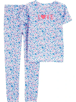 Carter's Child of Mine Big Kid Blue Floral Pyjama Set