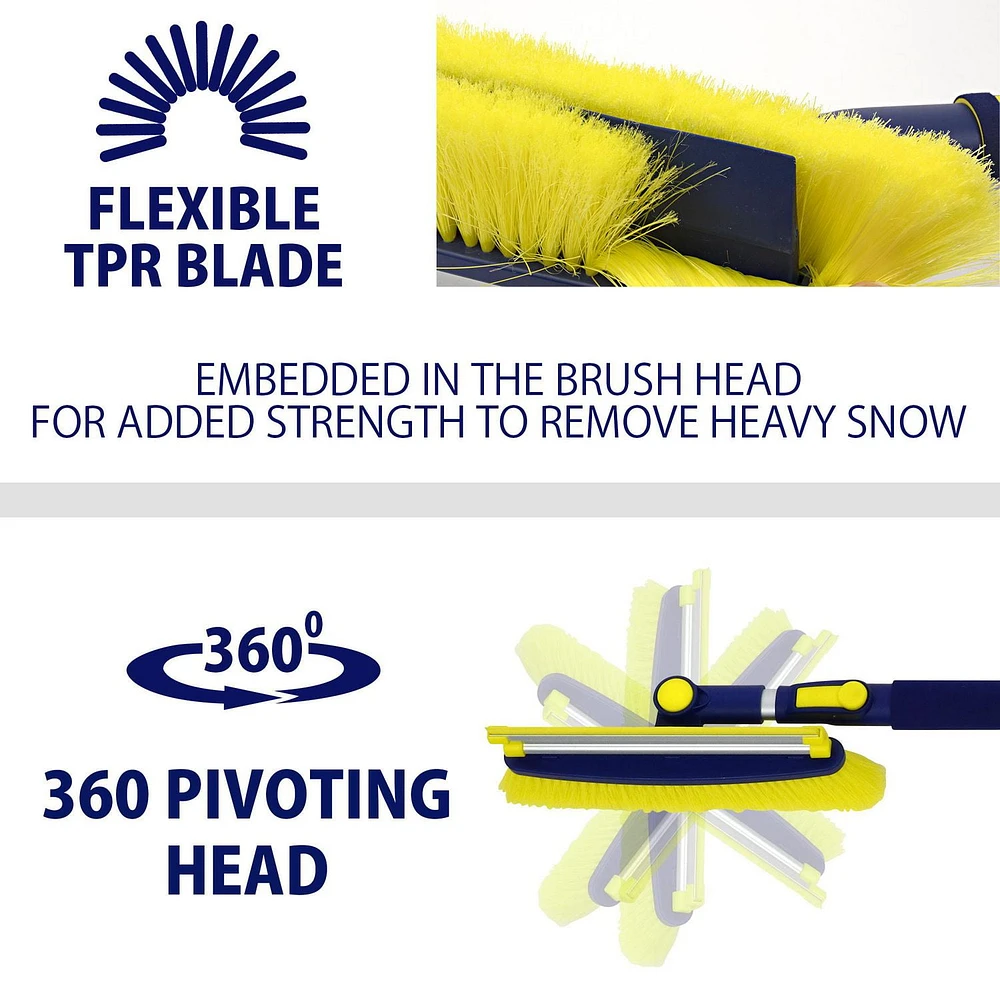 MICHELIN 63" Heavy Duty Snow Brush with Ice Scraper, Extra Long for Efficient Snow Removal, Telescopic Snow Brush