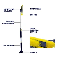 MICHELIN 63" Heavy Duty Snow Brush with Ice Scraper, Extra Long for Efficient Snow Removal, Telescopic Snow Brush