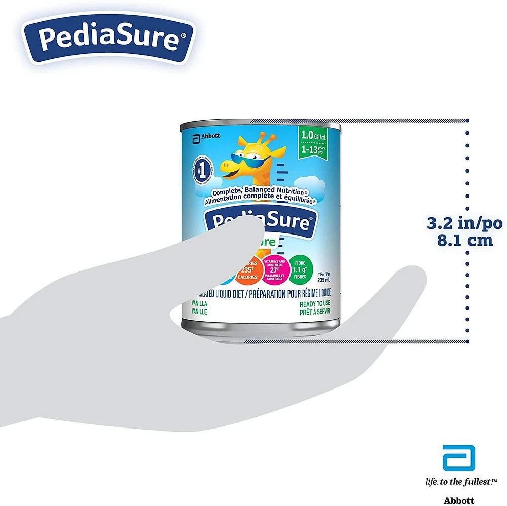 PediaSure® Fibre, Formulated Liquid Diet, Vanilla, 12 count, 2820 mL, 235mL / 12 Ct