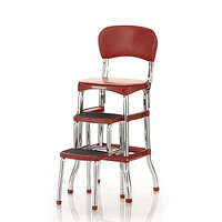 COSCO Stylaire Retro Chair + 2-Step Step Stool w/ Pull-Out Steps (Red)