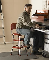 COSCO Stylaire Retro Chair + 2-Step Step Stool w/ Pull-Out Steps (Red)