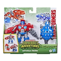 Transformers Dinobot Adventures Dinobot Defenders Optimus Prime and Scale the Shield-Bot 2-Pack Converting Toys, 4.5-Inch Action Figure, Ages 3 and Up