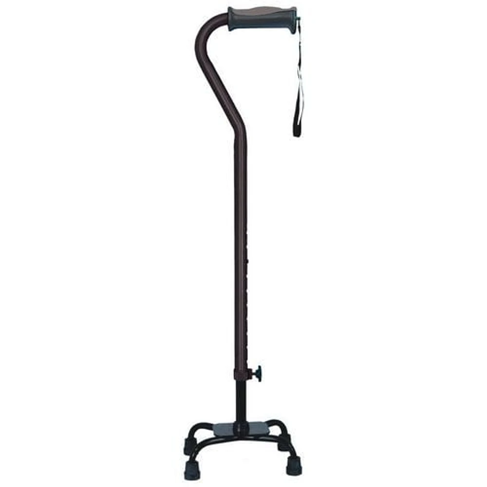 Hugo Ebony Adjustable Quad Cane for Right or Left Hand Use, Small Base