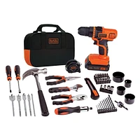 BLACK AND DECKER LDX120PK 20V MAX Lithium-Ion Cordless Drill and Project Kit with 1.5Ah Battery, Charger and Bag