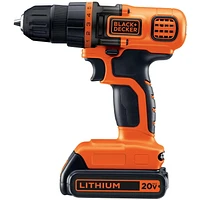 BLACK AND DECKER LDX120PK 20V MAX Lithium-Ion Cordless Drill and Project Kit with 1.5Ah Battery, Charger and Bag