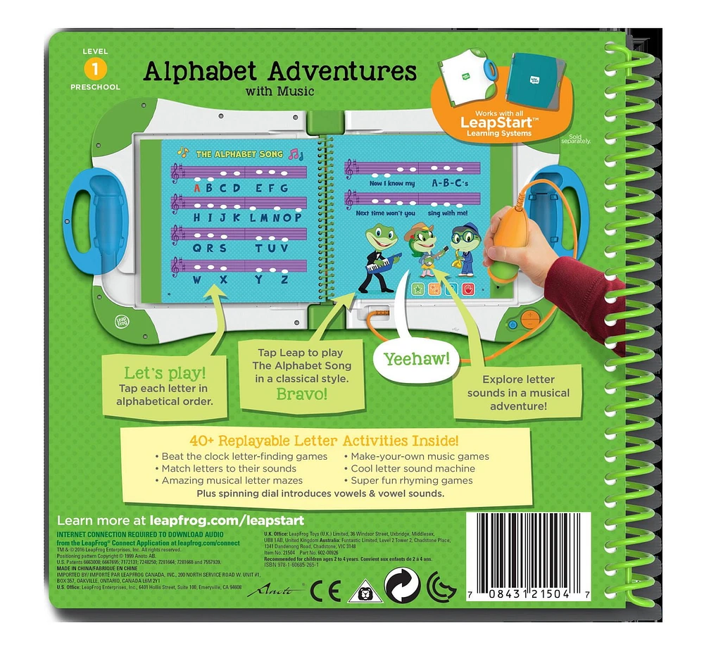 LeapFrog LeapStart 3D Preschool Activity Book (Level 1): Alphabet Adventures with Music - English Version, 2 to 4 years