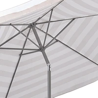 10ft Round Tilting Striped Patio Umbrella with Steel Frame