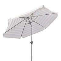 10ft Round Tilting Striped Patio Umbrella with Steel Frame