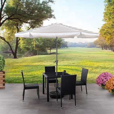 10ft Round Tilting Striped Patio Umbrella with Steel Frame