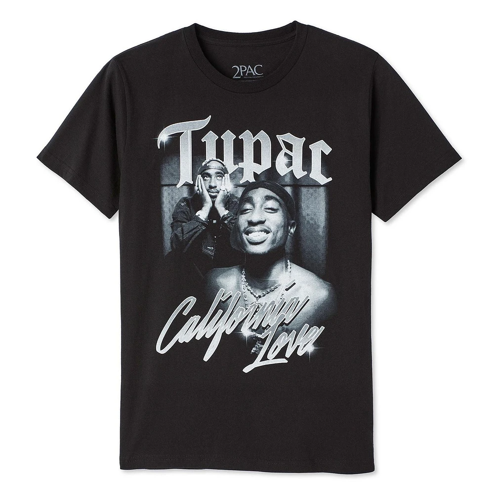 T-shirt à imprimé graphique Tupac pour hommes Tailles P–TG