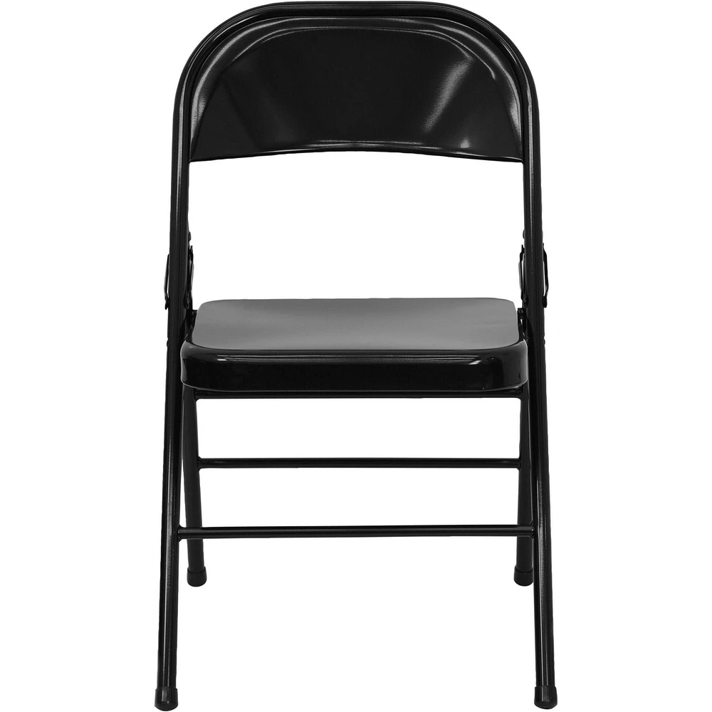 4 Pk. HERCULES Series Triple Braced & Double Hinged Black Metal Folding Chair