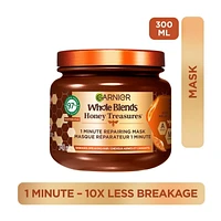 Garnier Whole Blends Honey Treasures Masque pour Cheveux Abîmés, 1 minute d'application, 340ml Masque pour cheveux abîmés