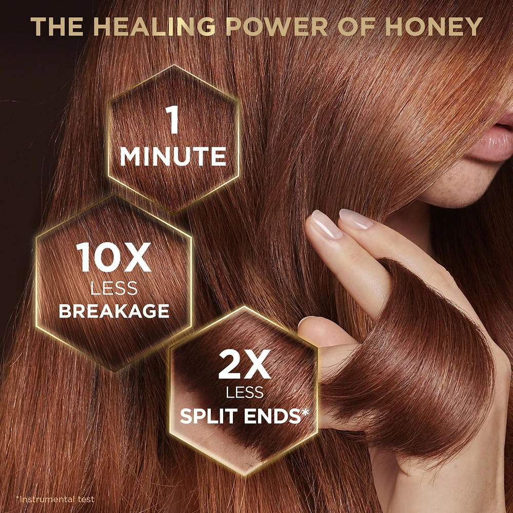 Garnier Whole Blends Honey Treasures Masque pour Cheveux Abîmés, 1 minute d'application, 340ml Masque pour cheveux abîmés