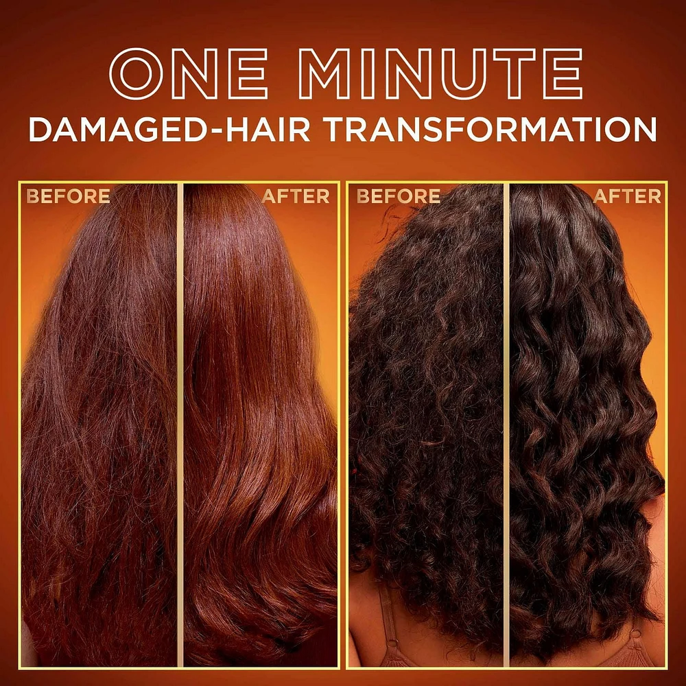 Garnier Whole Blends Honey Treasures Masque pour Cheveux Abîmés, 1 minute d'application, 340ml Masque pour cheveux abîmés