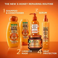 Garnier Whole Blends Honey Treasures Masque pour Cheveux Abîmés, 1 minute d'application, 340ml Masque pour cheveux abîmés