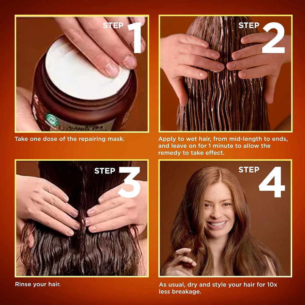 Garnier Whole Blends Honey Treasures Masque pour Cheveux Abîmés, 1 minute d'application, 340ml Masque pour cheveux abîmés