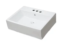 American Imaginations -in. W Wall Mount White Bathroom Vessel Sink Set For 3H4-in. Center Faucet AI