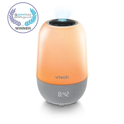 VTech BC8313 V-Hush Pro Sleep Training Soother Portable Bluetooth Speaker includes a Professional Sleep Training Program, Colorful One-Touch Night Light and Glow-on-Ceiling Projector that includes preloaded stories, classical music, lullabies (White), BC8313