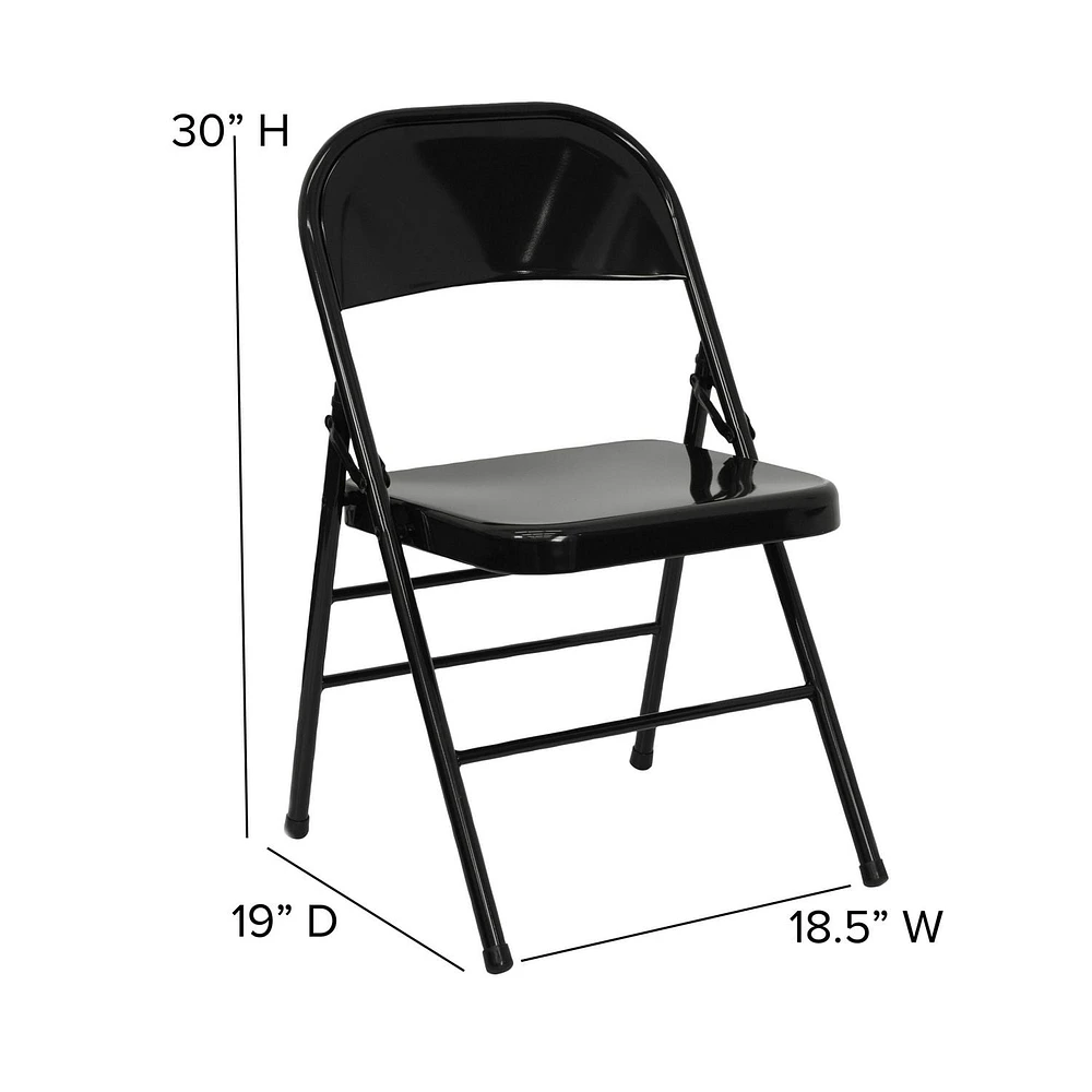 4 Pk. HERCULES Series Triple Braced & Double Hinged Black Metal Folding Chair