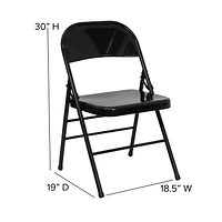 4 Pk. HERCULES Series Triple Braced & Double Hinged Black Metal Folding Chair