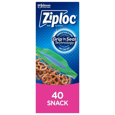 Ziploc® Snack Bags with Grip 'n Seal Technology, 40 Bags