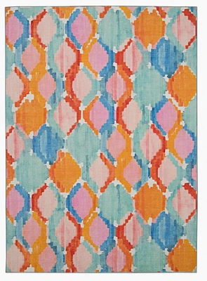 Outdoor Washable Panama Aqua & Orange 5' x 7' Area Rug