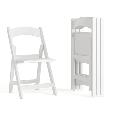 4 Pk. HERCULES Series 1000 lb. Capacity White Resin Folding Chair with White Vinyl Padded Seat