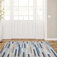 Outdoor Washable Miami Ivory & Blue 3' x 5' Accent Rug