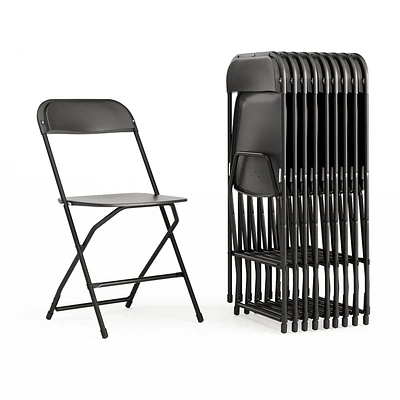 10 Pk. HERCULES Series 650 lb. Capacity Premium Black Plastic Folding Chair