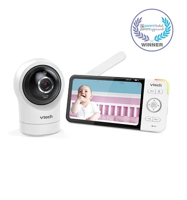 VTech RM5764HD Smart Wi-Fi Video Baby Monitor with 5” display and 1080p HD 360 degree Panoramic Viewing Pan & Tilt Camera, White, RM5764