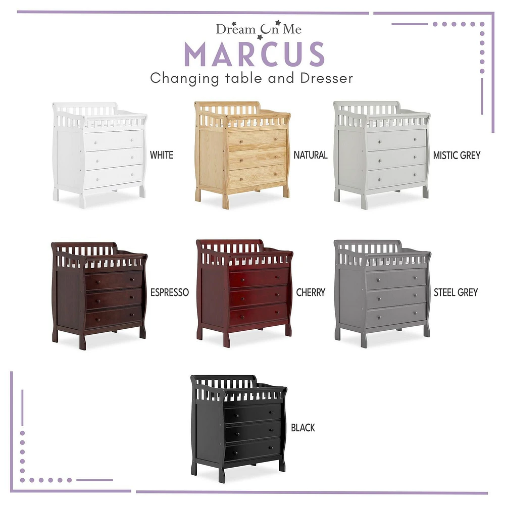 Dream On Me Marcus changing Table and Dresser, 3 spacious drawers