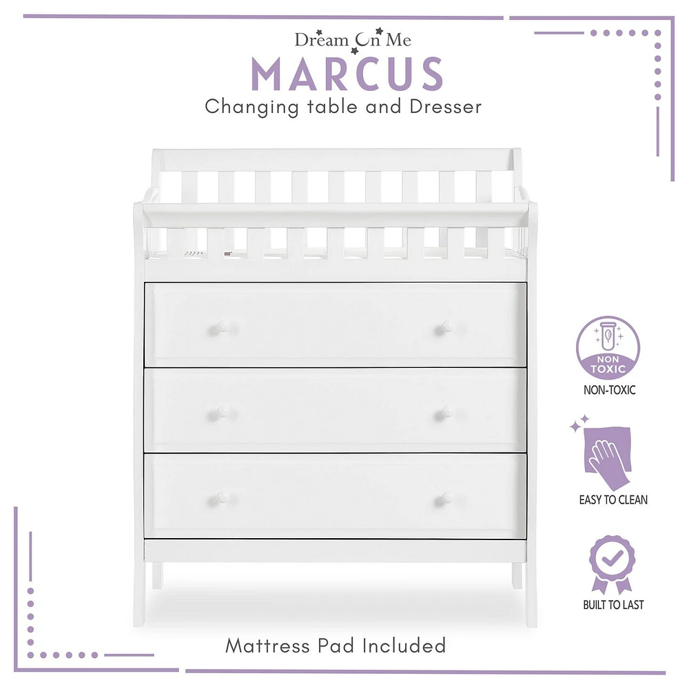 Dream On Me Marcus changing Table and Dresser, 3 spacious drawers