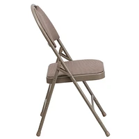 Pk. HERCULES Series Ultra-Premium Triple Braced Beige Fabric Metal Folding Chair with Easy-Carry Handle