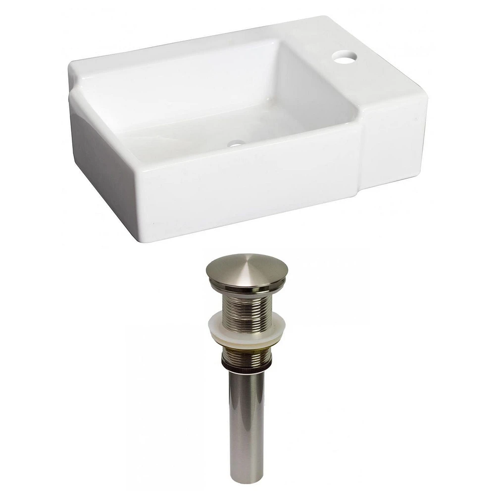 American Imaginations -in. W Above Counter White Bathroom Vessel Sink Set For 1 Hole Right Faucet AI