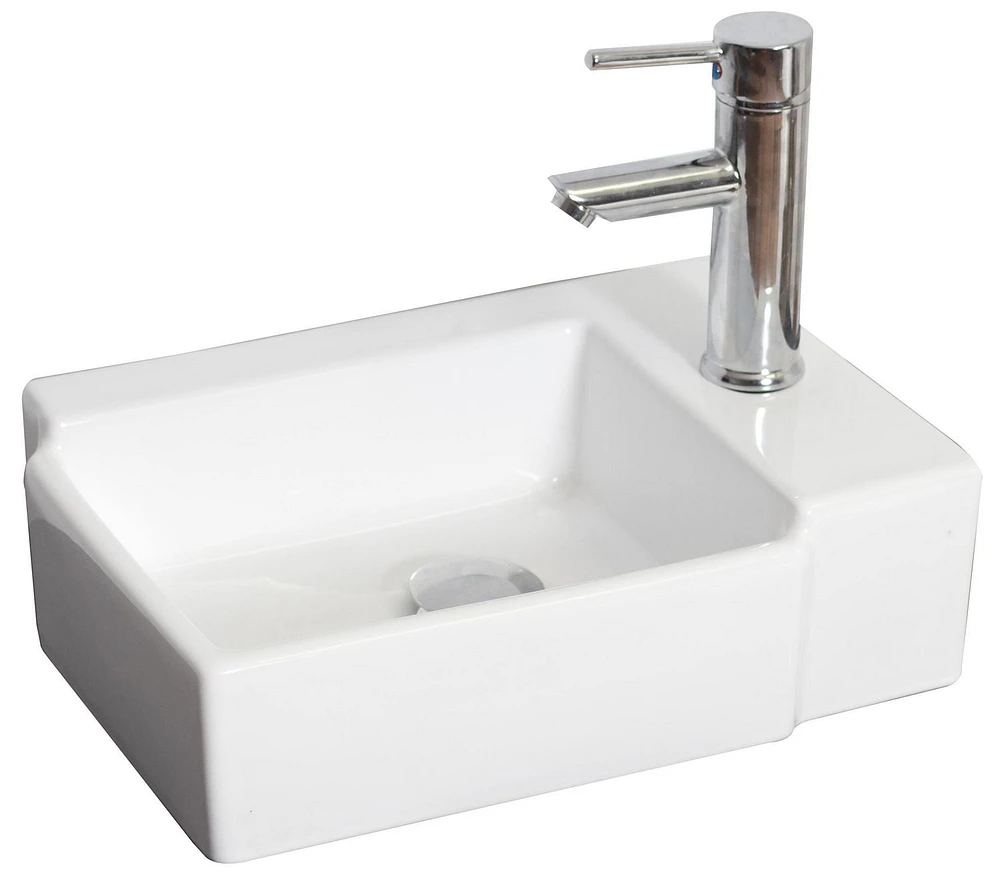 American Imaginations -in. W Above Counter White Bathroom Vessel Sink Set For 1 Hole Right Faucet AI