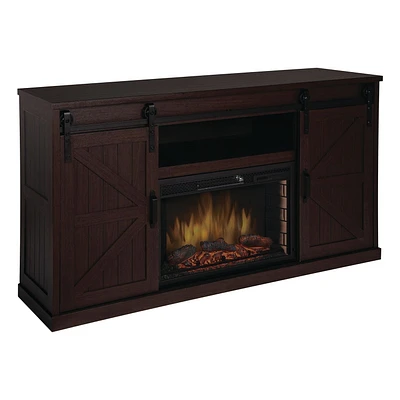 Muskoka Columbia 60 Inch Infrared Solid Wood Veneer Media Electric Fireplace -Aged Espresso