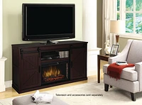 Muskoka Columbia 60 Inch Infrared Solid Wood Veneer Media Electric Fireplace -Aged Espresso