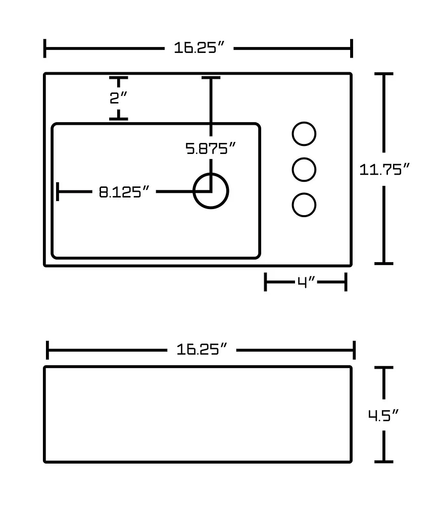 American Imaginations 16.25-in. W Above Counter White Bathroom Vessel Sink Set For 3H4-in. Right Faucet AI