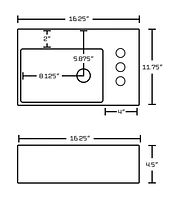 American Imaginations 16.25-in. W Above Counter White Bathroom Vessel Sink Set For 3H4-in. Right Faucet AI