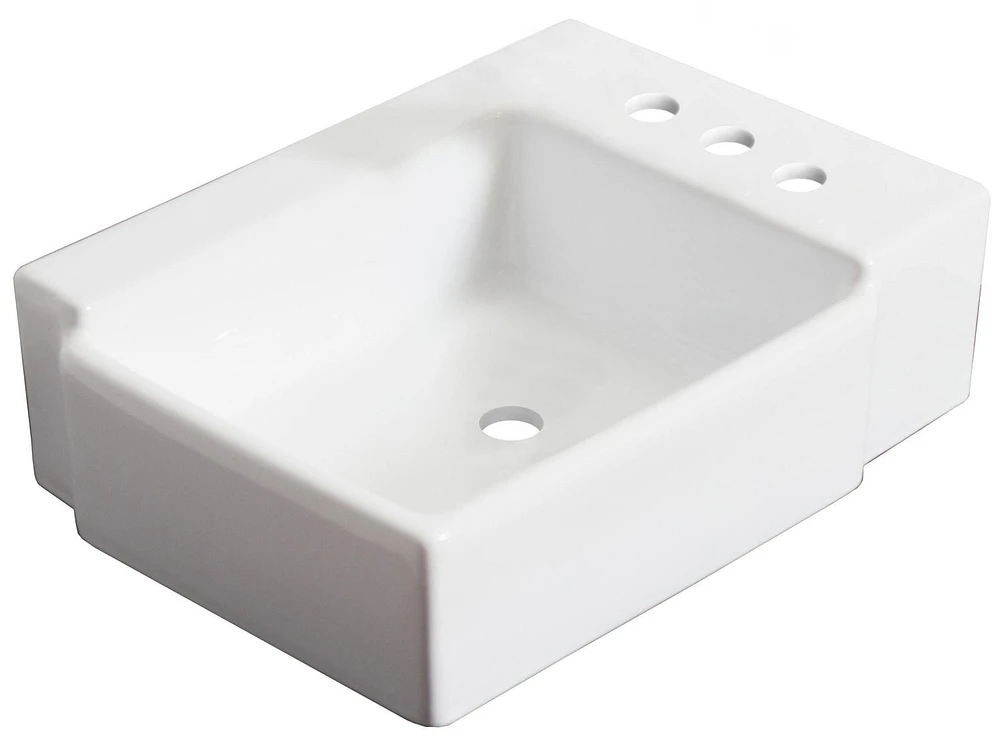 American Imaginations 16.25-in. W Above Counter White Bathroom Vessel Sink Set For 3H4-in. Right Faucet AI-31172