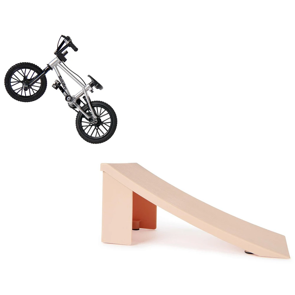 Tech Deck BMX Freestyle Hits, BMX Finger Bike with Wood Kicker Obstacle, Sunday Bikes (White)