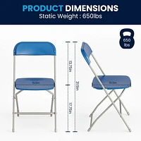 10 Pk. HERCULES Series 650 lb. Capacity Premium Blue Plastic Folding Chair