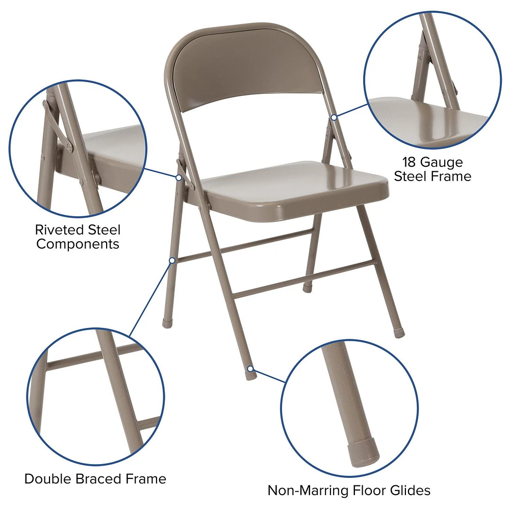 4 Pk. HERCULES Series Double Braced Gray Metal Folding Chair