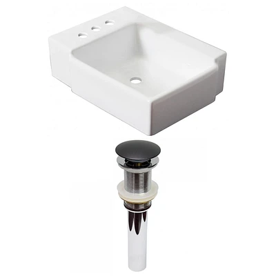 American Imaginations 16.25-in. W Wall Mount White Bathroom Vessel Sink Set For 3H4-in. Left Faucet AI-31200